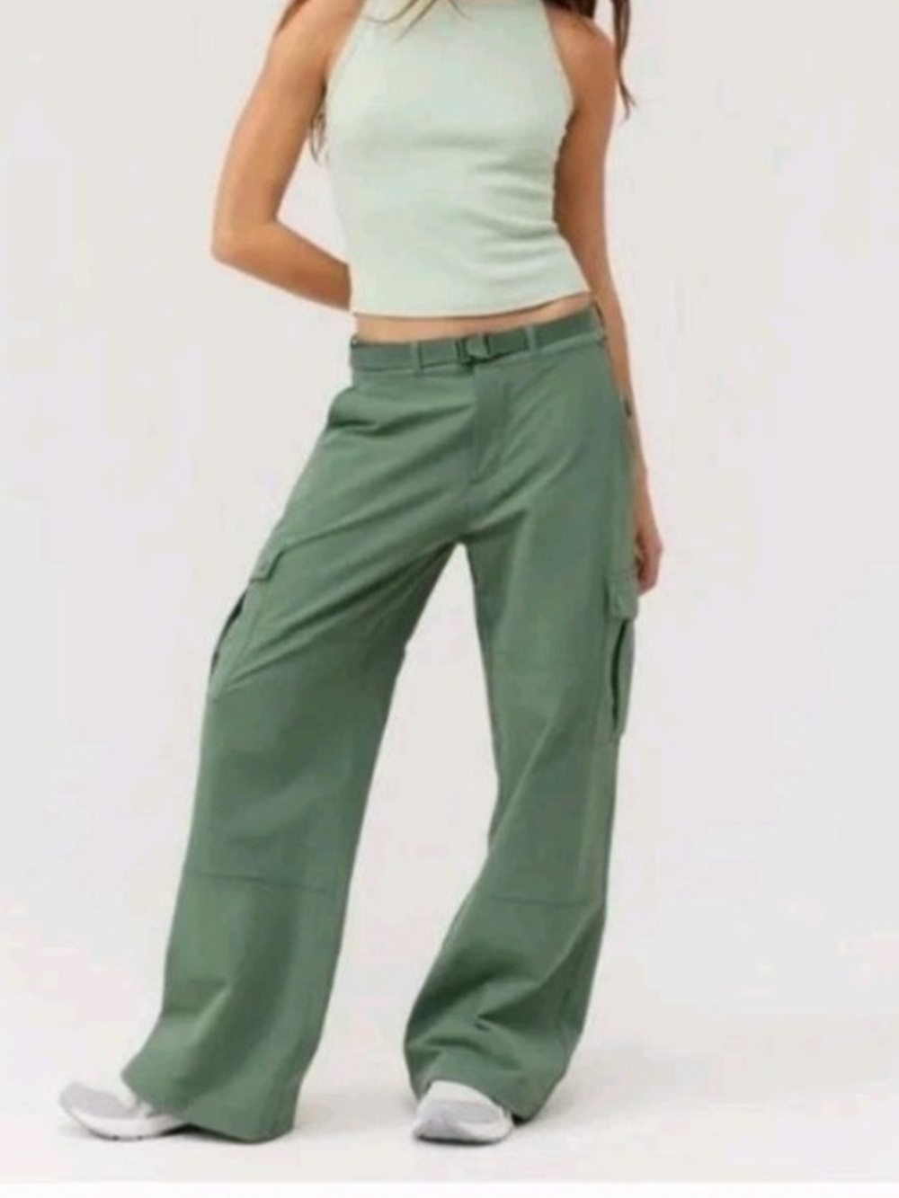Outdoor voices rectrek wide leg cargo pants in laurel wreath XS